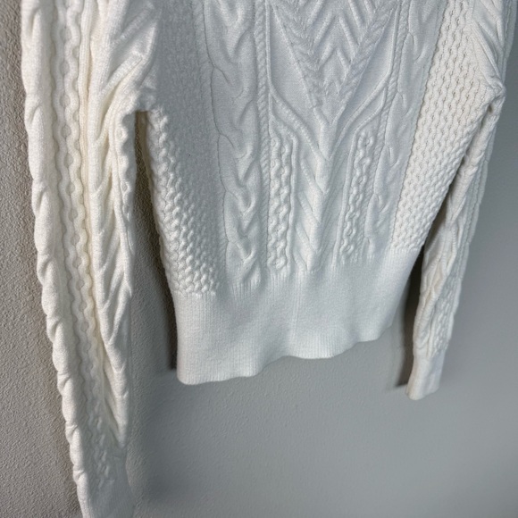 Favorite Daughter Esther Cable Knit Crop Crewneck Sweater Ivory Women’s Small - Picture 15 of 15